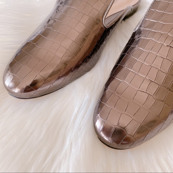 Schutz Avamel Croc Embossed Leather Mule Loafer - Picture 2 of 8